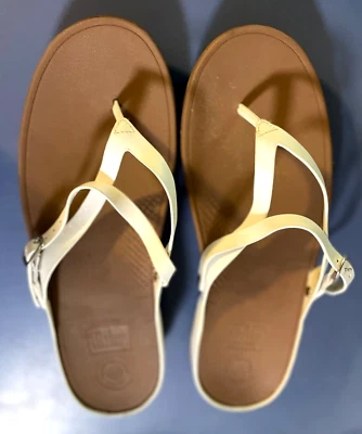 Sandalias FitFlop de cuero abatibles - Cuña - Correa trasera - Blanco - Mujer 11 - Nuevas con etiquetas Foto 1 de 4
