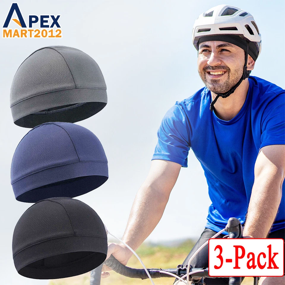 3x Helmet Liner Skull Cap Sweat Wicking Quick-dry Beanie Hat For Cycling Running - Image 1 of 4