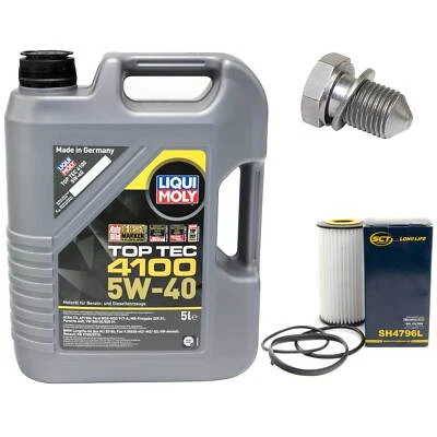 Motoröl Set 5W-40 5 Liter + Ölfilter + Ölablassschraube für Audi Seat Skoda VW - Bild 1 von 4