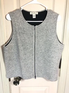 Eddie Bauer Womens LG Grey Lambswool Full Zip Vest - Picture 1 of 2