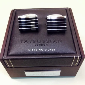 NEW TATEOSSIAN City Line Cufflinks in Silver with Onyx - Bild 1 von 3