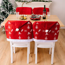 Chapeau de Noël rouge chaise housse arrière chaise de Noël housses décoration maison décoréeBI