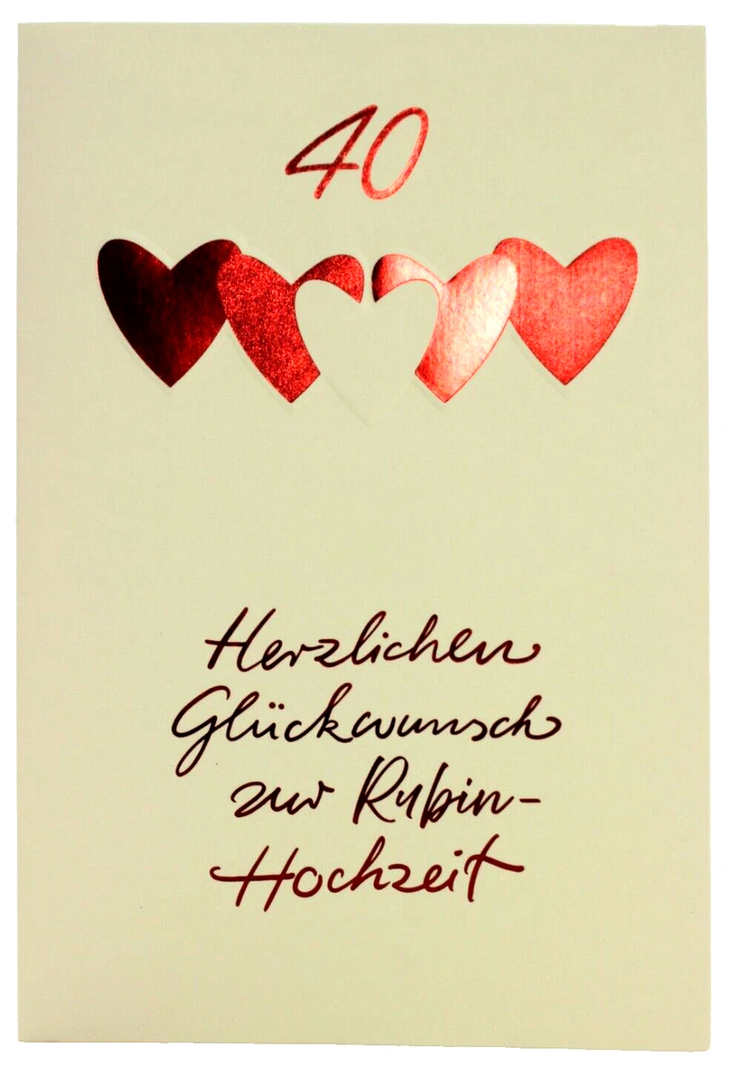 IC&G Glückwunschkarte Zum 40. Hochzeitstag – Modern, Geprägt & Inkl. Umschlag