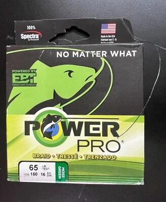 Línea de pesca trenzada Power Pro 65 lb carrete de 150 yardas verde 1290 Foto 1 de 4