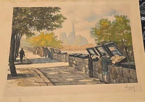 Jules Leray Paris Les Bouquinistes Aquatint Engraving - Picture 1 of 7