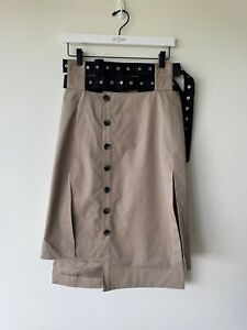new H&M HM h m Rokh Hwang 6 34 2 skirt small Belted Twill Skirt beige womens