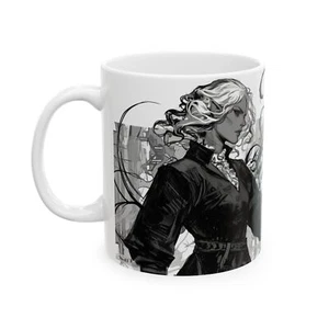 Elegante kunstvolle Fantasy Tasse, schwarz-weiß Design, einzigartiges Geschenk, Kaffee […] - Bild 1 von 13