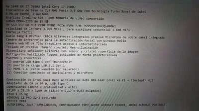Hp 1040 g4 i7 7600u 16GBRAM 512 nvme 3.0 - Imagen 1 de 4