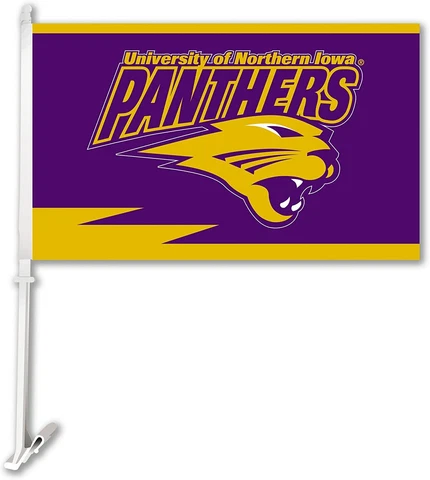 UNI Northern Iowa Panthers Car Flag   Bracket Car Flag Midwest BUY LOCAL Cover