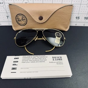 Vintage Ray Ban Bausch & Lomb aviator sunglasses Gold Wire cable temples USA New - Picture 1 of 21