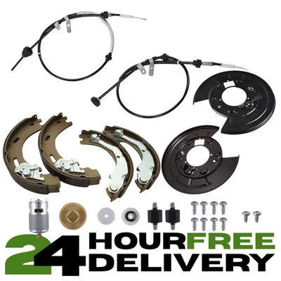 FITS DISCOVERY 3 & 4 REAR HAND BRAKE EPB OVERHAUL KIT CABLES SHOES SHIELDS - Image 1 of 4