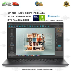 Dell Precision 5690 16″ Inch 32GB DDR5 RTX A2000Ada Laptop Ultra 9 185H 2TB SSD - Zdjęcie 1 z 20