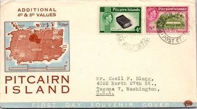 1931 British Pitcairn Island First Day Souvenir Cover to Tacoma Washington USA - Image 1 of 2