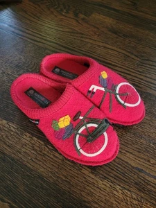 HAFLINGER Womens Comfy Indoor Wool Slippers RED Bicycle Clog Shoes EU 39  - Picture 1 of 8