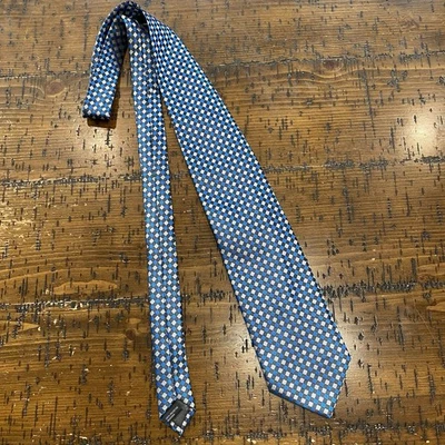 Corbata de cuello vintage Valentino para hombre azul negro gris poliéster a cuadros en caja Foto 1 de 4