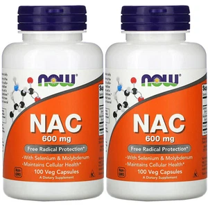 Now Foods NAC, 600 mg, 100 Veg Capsules, 2 Pack - Picture 1 of 2