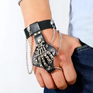 Talon Skeleton Hand Finger Bone Halloween Bracelet Claw Gothic Skull Prop Grisly - Picture 1 of 4