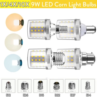 9w Led Corn Light Bulb E27 E14 B22 Lamp Daylight E26 110v Flicker-free Lighting - Image 1 of 4