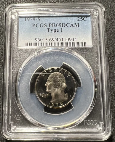1979 S PROOF WASHINGTON QUARTER TYPE 1 PCGS PR69RD DCAM FREE S&H Cover