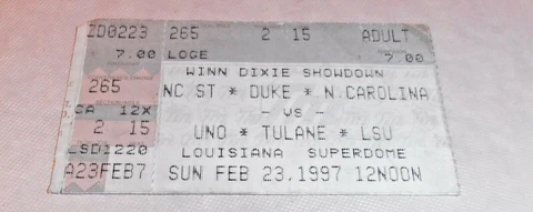 VINTAGE 1997 LSU TIGERS DUKE BLUE DEVILS NORTH CAROLINA & STATE TULANE TICKET Cover
