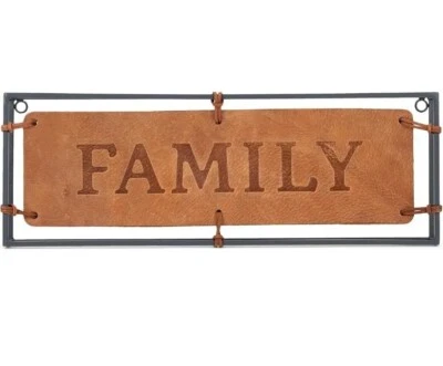 Arte para colgar en la pared familiar Demdaco cuero genuino hierro estirado decoración del hogar  Foto 1 de 4