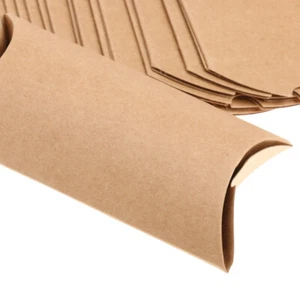 50pcs 5.9 x 2.95 inches Kraft Paper Pillow Shaped Candy Box, Large Size Candy - Picture 1 of 7
