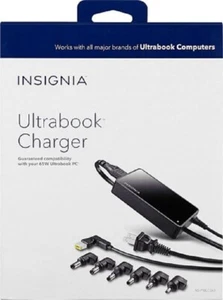 Insignia™ - 65W Charger for Select Ultrabooks - Black with interchangeable tips  - Picture 1 of 3
