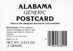 Postcard AL: Alabama Generic Postcard, Cheapest & Worst Card Available, 4x6 - Picture 1 of 2