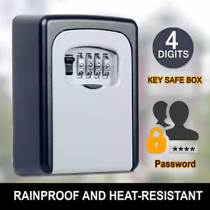 Rain Proof Weather Resistant 4 Digit Wall Mount Key Box Outdoor Locker Security - Picture 1 of 11