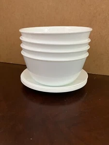 Set of 8 Pieces White Corning Corelle 4 Soup Cereal Bowl & 4 Dessert Plates. - Picture 1 of 5