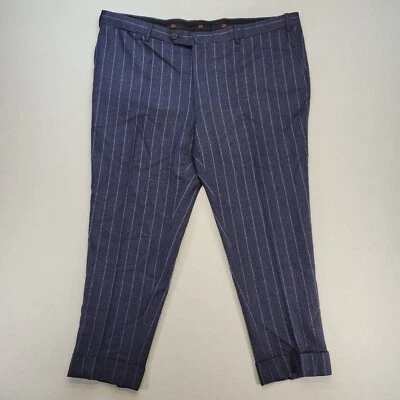 Isaia Napoli Dress Pants Mens 42x26 Blue Striped Wool Silk Luxury Trousers - Image 1 of 4