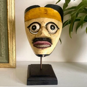 Antique Carved Maduran Policeman Theatre Dance Drama Mask Java Indonesia 29cm - Picture 1 of 11