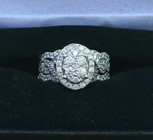 Juego de anillos de boda de corte brillante redondos blancos de 1,52 quilates en plata esterlina 925 - Imagen 1 de 5