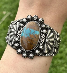 Brazalete Navajo Turquesa Plata de Ley. Rick Werito - Imagen 1 de 12
