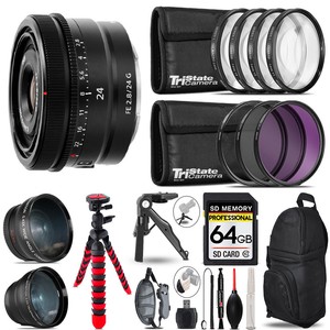 Sony FE 24mm f/2.8 G Lens  -3 Lens+ Tripod+Backpack-64GB