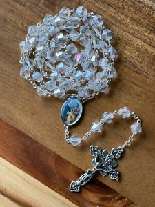 AB Crystal Glass Bead Holy Rosary for Catholic Pray Church Christening Gift - Picture 1 of 6
