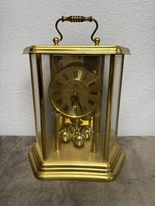 Bulova Hexagon Shaped Desk Mantle Quartz Clock Germany B8825 Shiny Brass - Bild 1 von 7