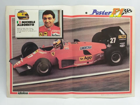 EXTRA RARE 1986 ÍDOLOS Portugues Magazine F1 Poster #4 MICHELE ALBORETO Marlboro Cover