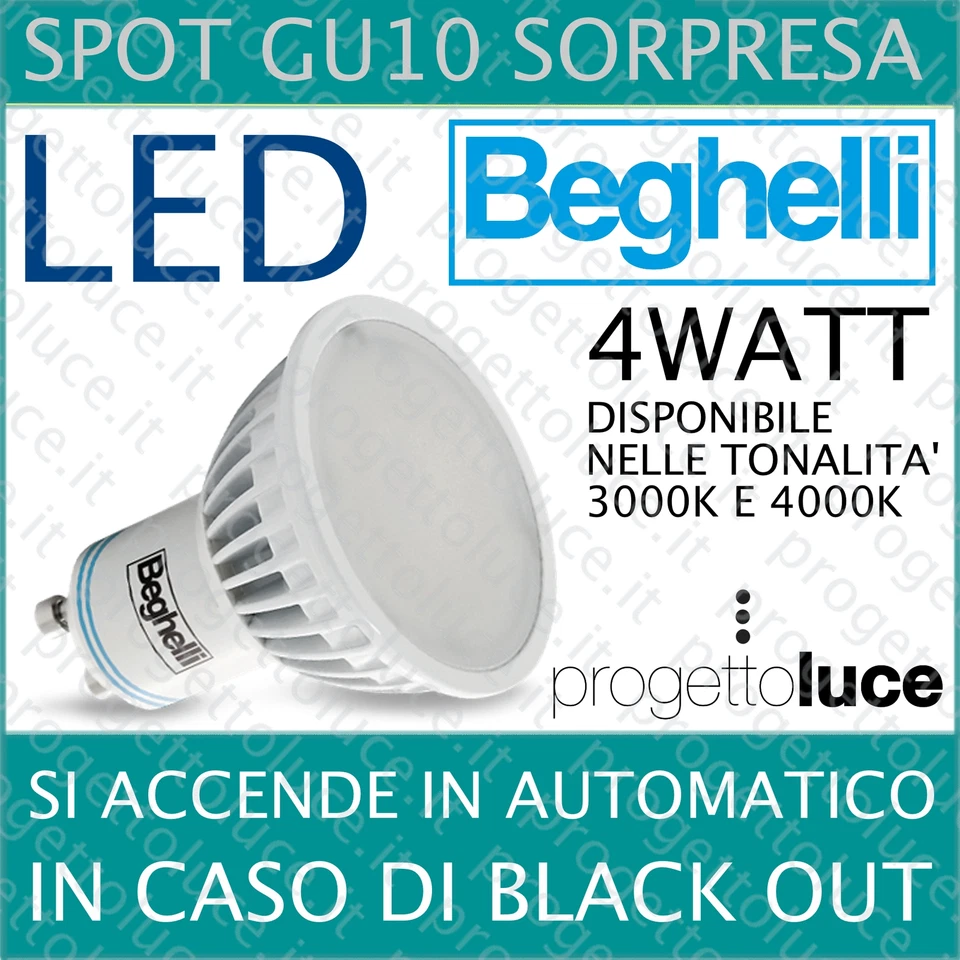 Beghelli 56302 - sorpresa PowerLED Gu10 4w 300lm Luce calda
