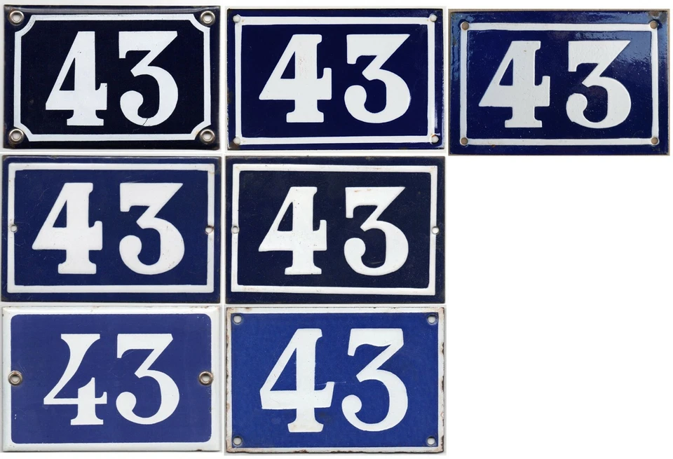 Antiga casa francesa azul número 43 porta portão parede cerca placa placa placa - Imagem 1 de 1