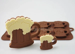 4+1 BEER MUG Silicone Mould Dad Father Chocolate Candy Bar Resin Wax Melt Soap - Picture 1 of 4