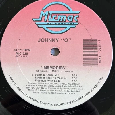 JOHNNY O MEMORIES 12" Vinyl MAXI-SINGLE Record NM DANCE LATIN  - Image 1 of 4