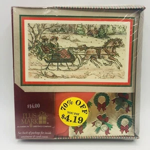 Vtg Plus Mark American Greeting Sleigh Ride 18 Christmas Cards & 24 Seals NEW - Picture 1 of 9