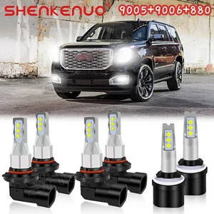 Para For GMC Yukon Denali 2004-2005 Faros LED Hi & Low + Kit de luces antiniebla - Picture 1 of 11