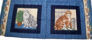 VTG CAT Portrait 2 Pillow Panel Tabbies Orange & Gray Cats VIP Cranston 46"X18" - Picture 1 of 10