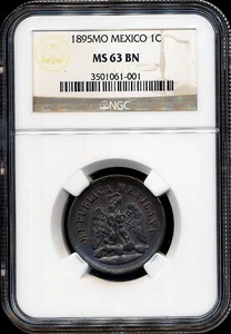 Mexico 1895-Mo 1 Centavo - NGC MS63BN - Picture 1 of 3