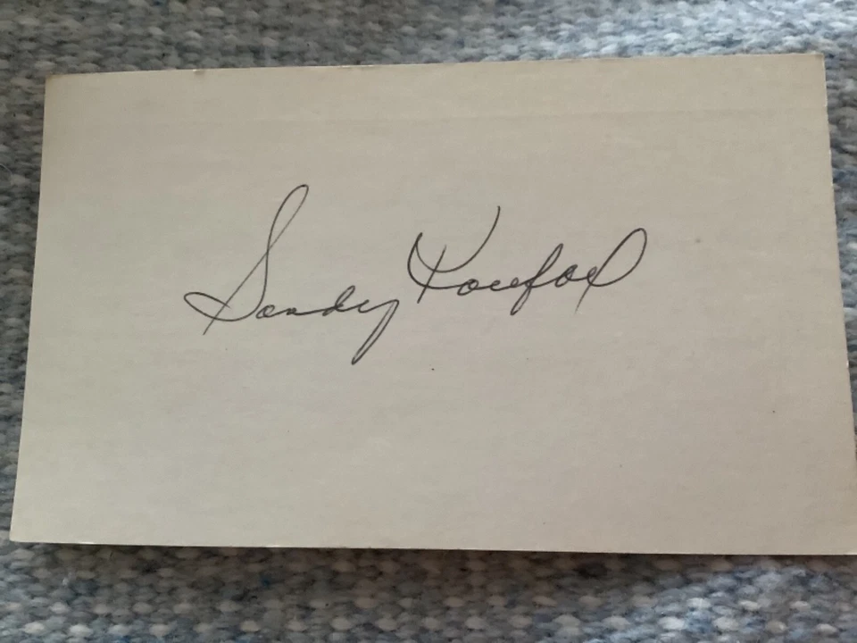 SIGNED SANDY KOUFAX 3x5 INDEX CARD NICE AUTOGRAPH - Image 1 of 1