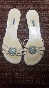 LEGGIADRO flache Pantoletten Sandalen aus Leder mit Perlenverzierung 37 - Bild 1 von 7
