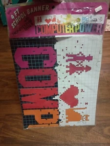 Vintage 1984 4-ft School Banner Computer Power Rainbow Colored - Picture 1 of 15