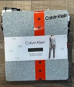 NWT Calvin Klein Women Pajamas Lounge Pant Set Long Sleeve Buffalo Check M.  W - Picture 1 of 2